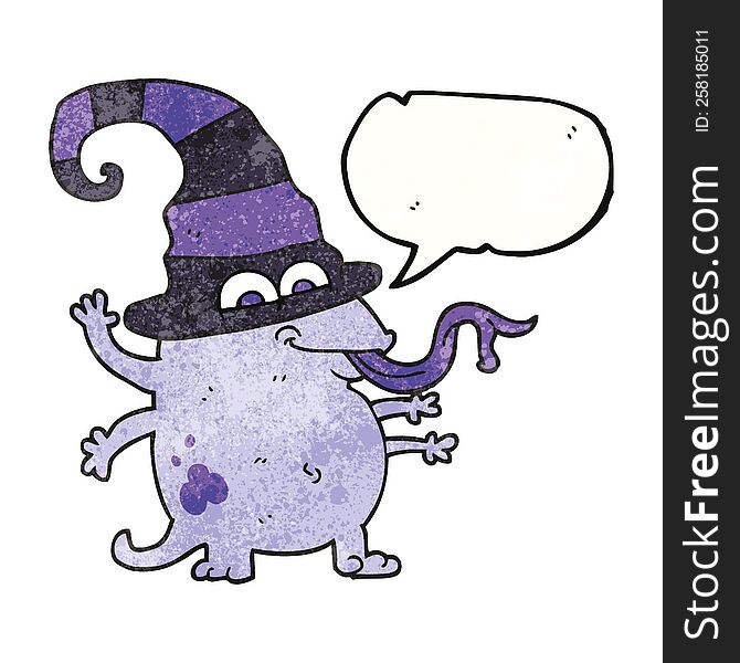 Speech Bubble Textured Cartoon Halloween Alien