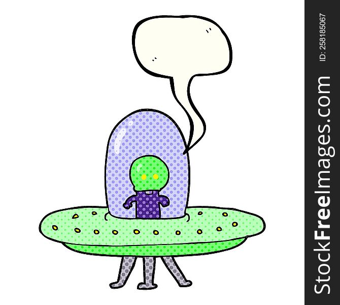 Comic Book Speech Bubble Cartoon Flying Saucer