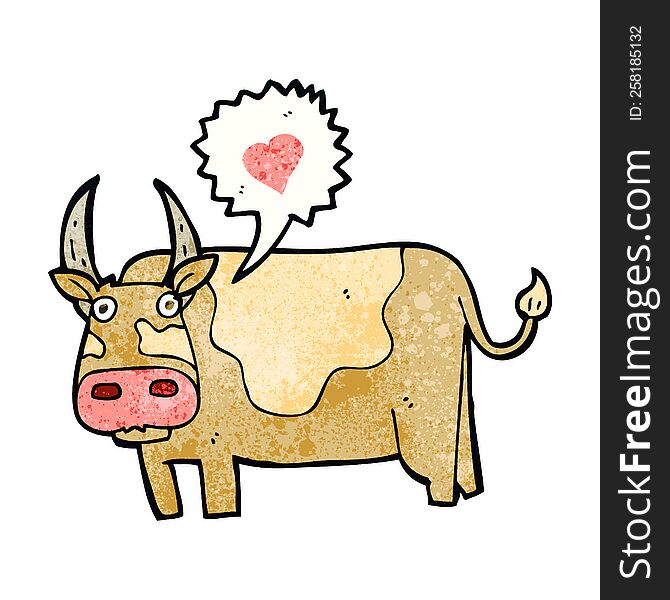 cartoon cow with love heart