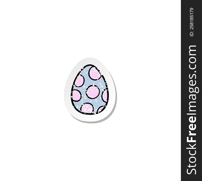 distressed sticker of a cartoon painted easter egg