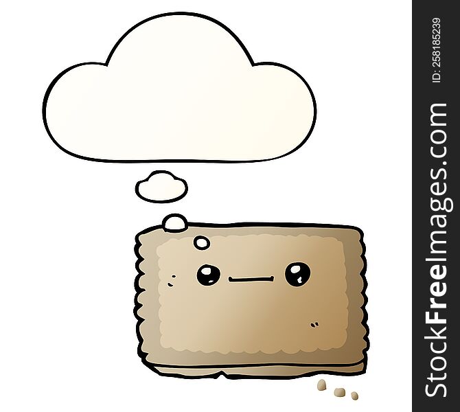 cartoon biscuit with thought bubble in smooth gradient style