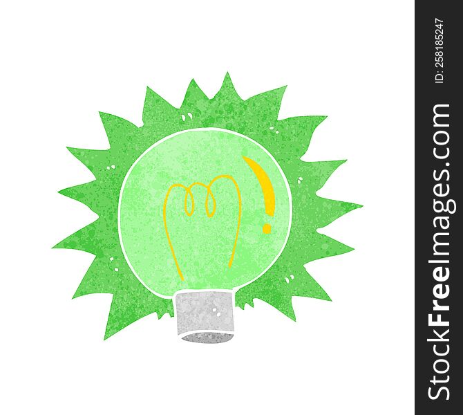 cartoon flashing green light bulb