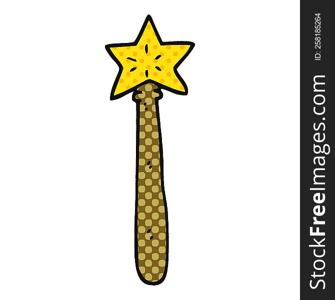 Comic Book Style Cartoon Magician Wand