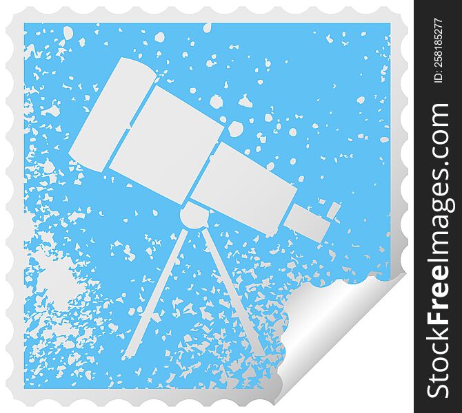 Distressed Square Peeling Sticker Symbol Telescope