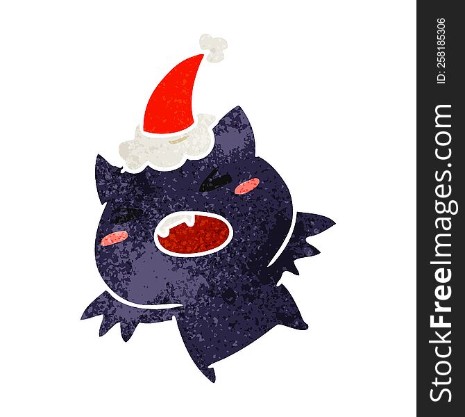 Christmas Retro Cartoon Of Kawaii Bat