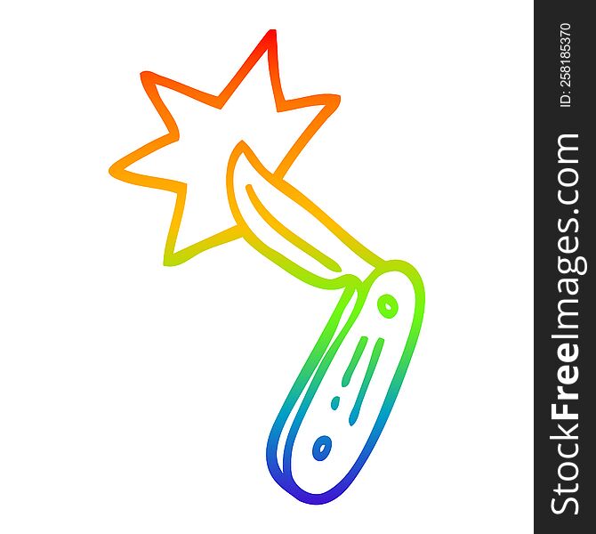 rainbow gradient line drawing of a cartoon pen knife