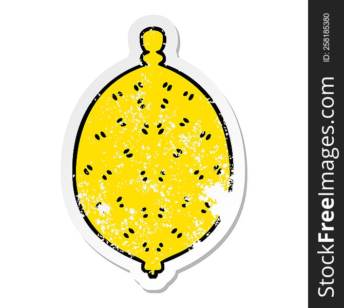 Distressed Sticker Of A Quirky Hand Drawn Cartoon Lemon