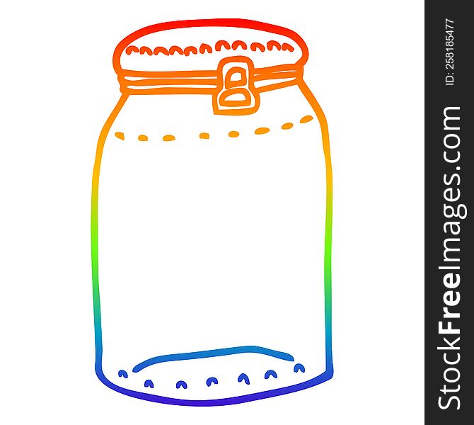 rainbow gradient line drawing of a cartoon glass jar