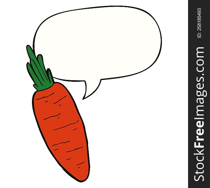 cartoon carrot with speech bubble. cartoon carrot with speech bubble