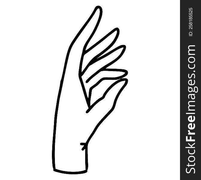 tattoo in black line style of a hand. tattoo in black line style of a hand