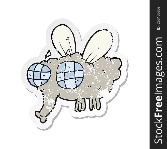 retro distressed sticker of a cartoon fly