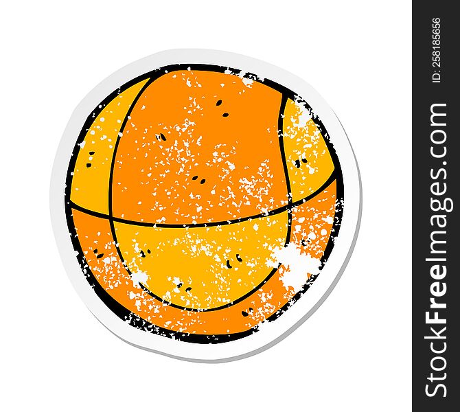 retro distressed sticker of a cartoon basketball