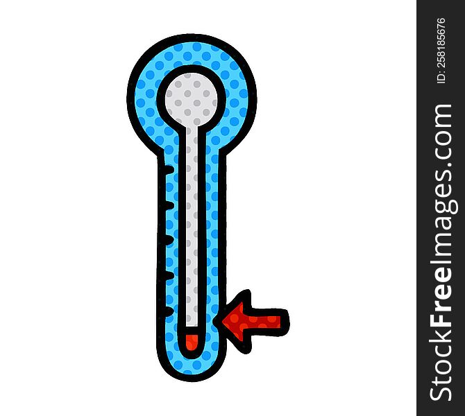 comic book style cartoon of a glass thermometer