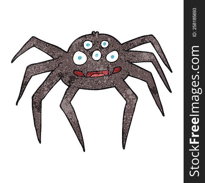freehand textured cartoon spider