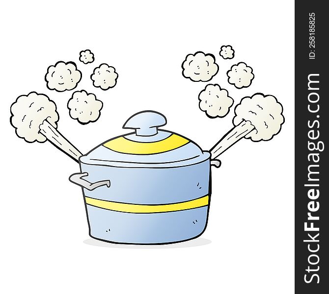 Cartoon Steaming Cooking Pot