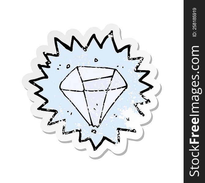 Retro Distressed Sticker Of A Cartoon Diamond
