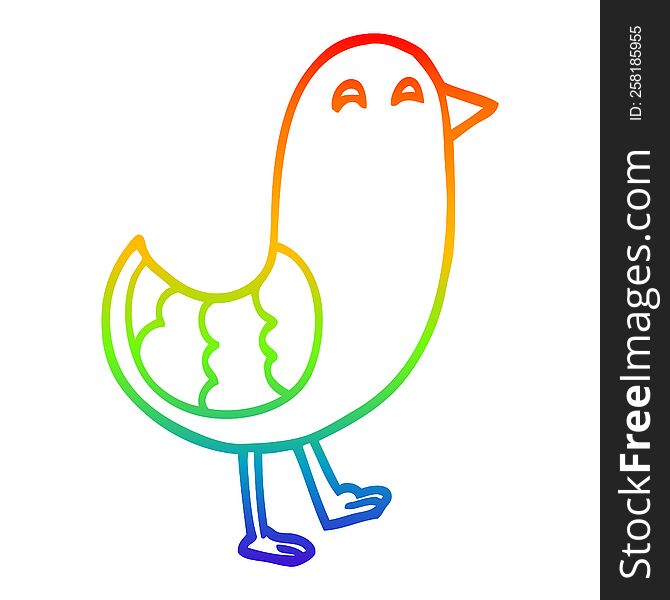 Rainbow Gradient Line Drawing Cartoon Bluebird