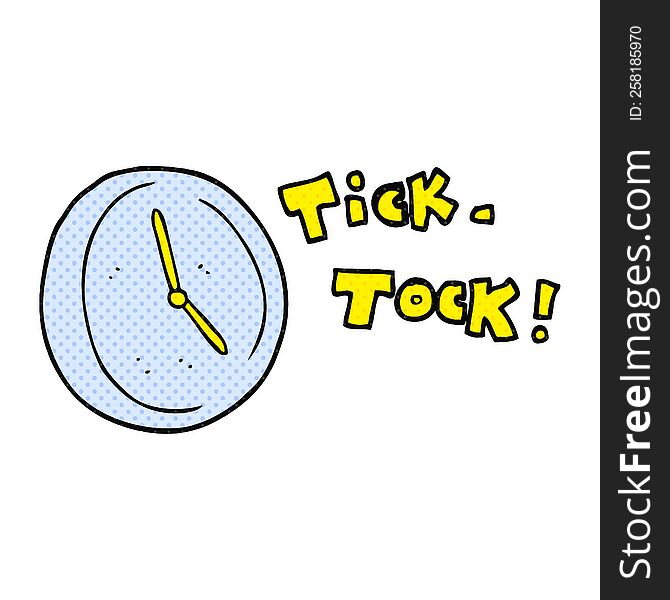 freehand drawn cartoon ticking clock