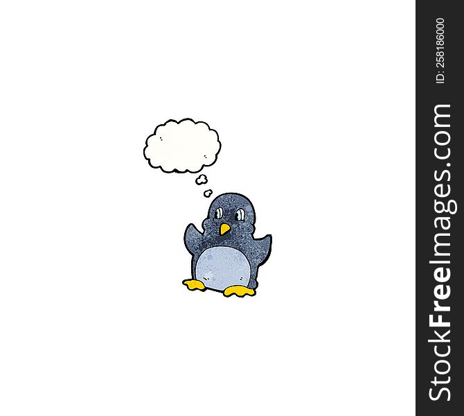 Penguin With Thought Bubble Cartoon