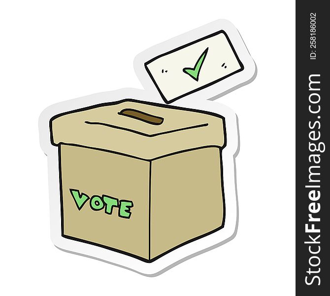 sticker of a cartoon ballot box