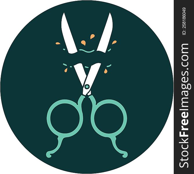 tattoo style icon of barber scissors