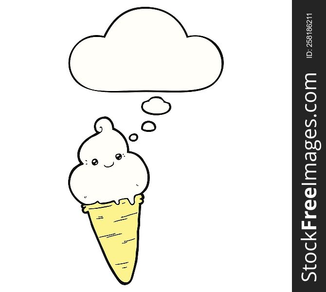 Cartoon Ice Cream And Thought Bubble