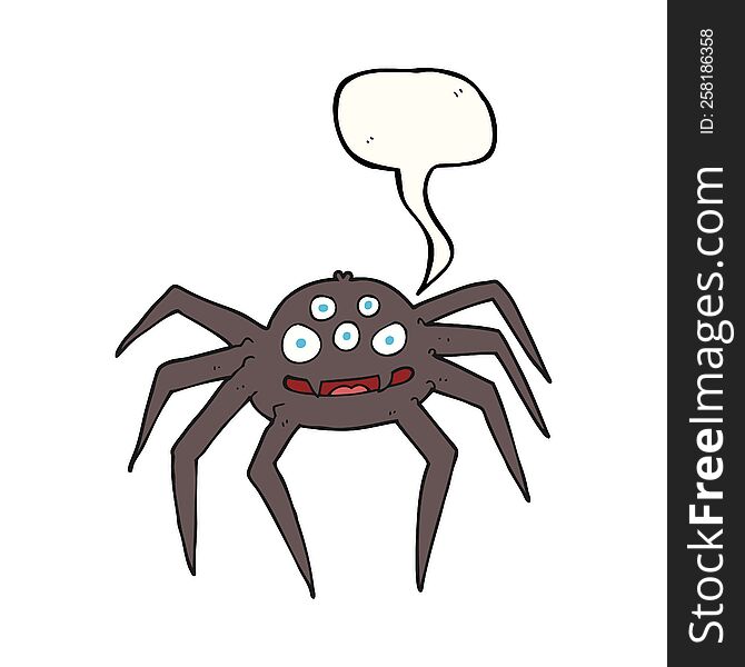 freehand drawn speech bubble cartoon spider