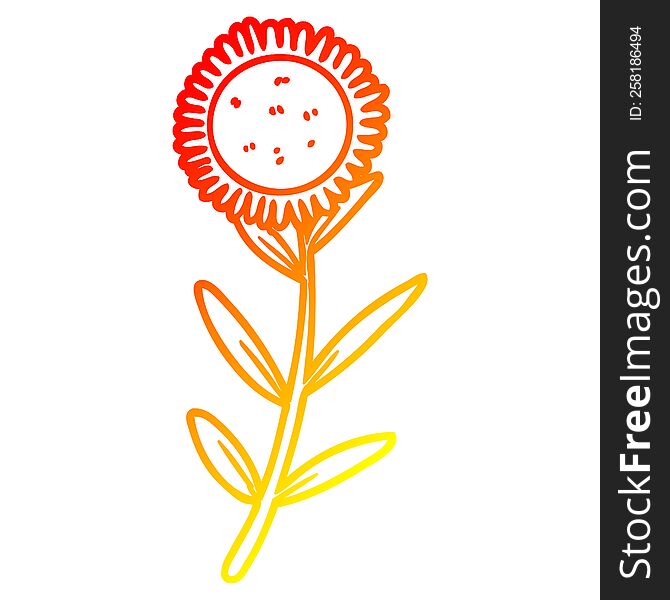 warm gradient line drawing of a cartoon sunflower