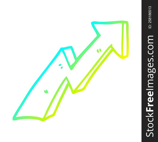 cold gradient line drawing of a cartoon business growth arrow