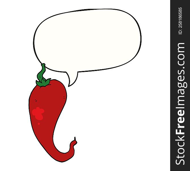 cartoon chili pepper with speech bubble. cartoon chili pepper with speech bubble