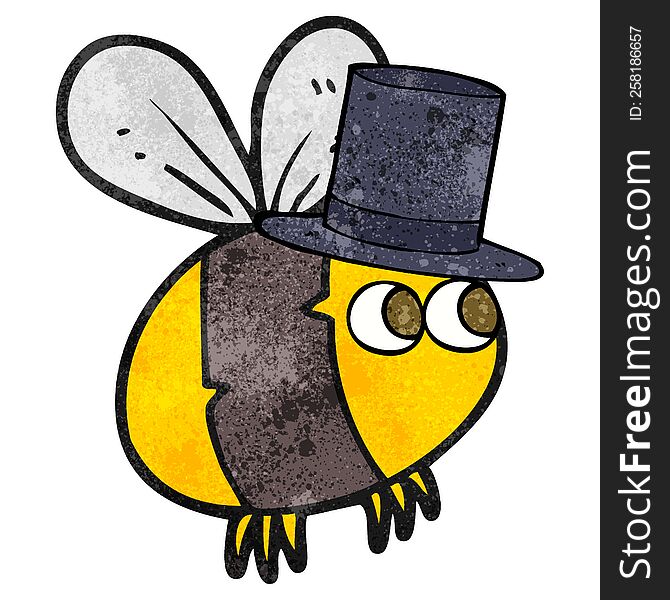 Textured Cartoon Bee In Top Hat