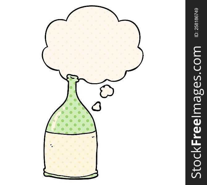 Cartoon Bottle And Thought Bubble In Comic Book Style