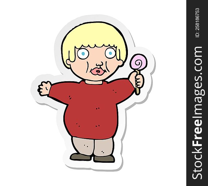 sticker of a cartoon fat child