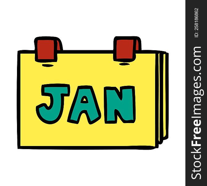hand drawn cartoon doodle of a calendar with jan