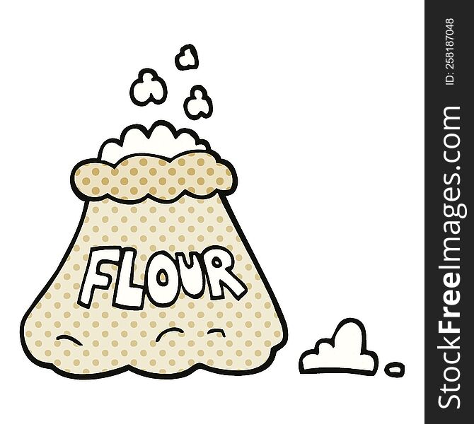 comic book style cartoon bag of flour