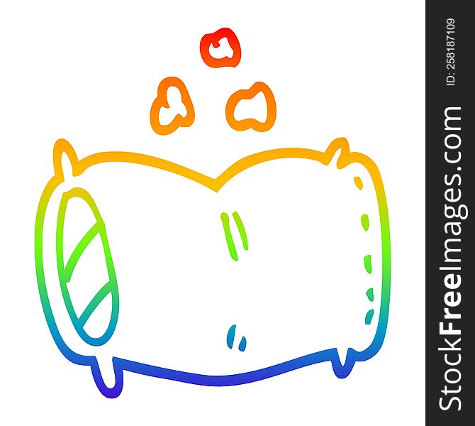 rainbow gradient line drawing of a cartoon fluffy pillow