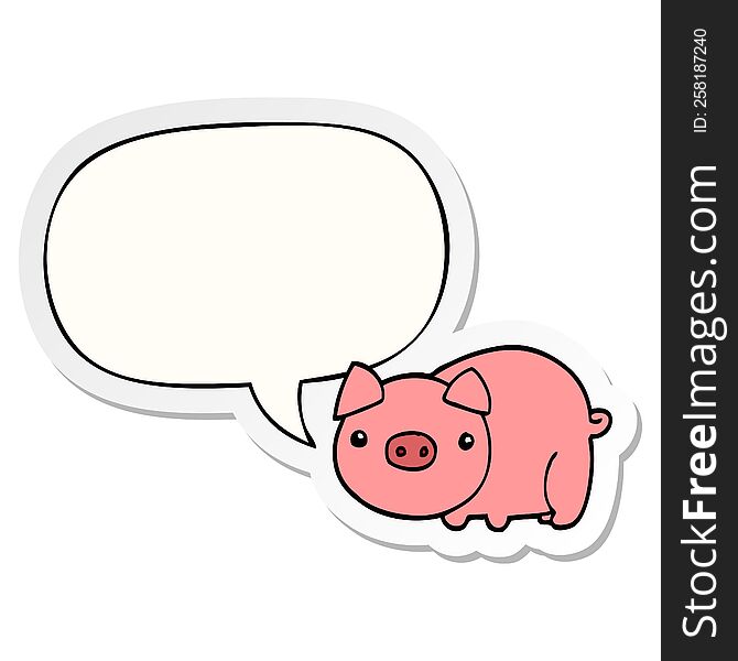 cartoon pig with speech bubble sticker. cartoon pig with speech bubble sticker