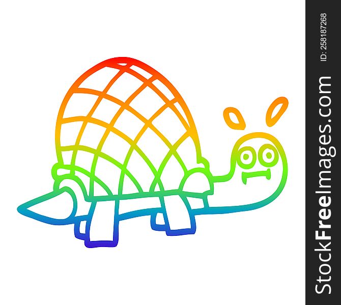 rainbow gradient line drawing of a cartoon funny tortoise
