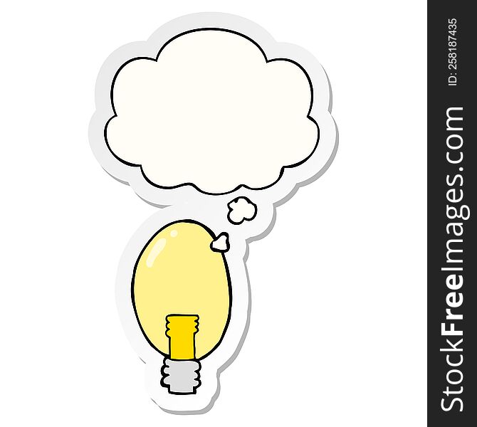 cartoon electric light with thought bubble as a printed sticker