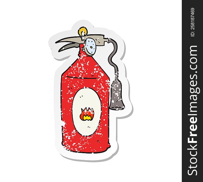 retro distressed sticker of a cartoon fire extinguisher