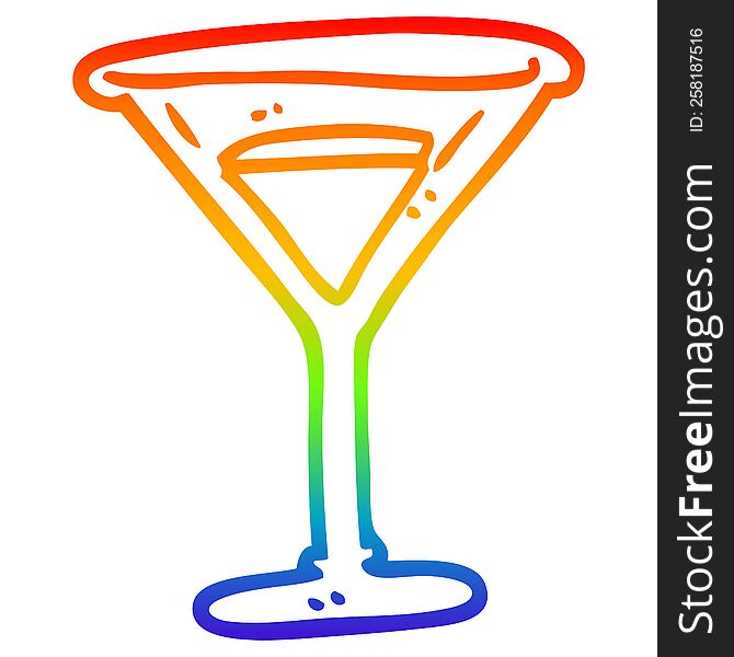 Rainbow Gradient Line Drawing Cartoon Red Cocktail