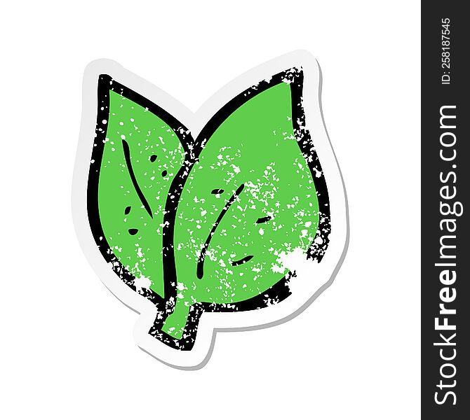 Retro Distressed Sticker Of A Cartoon Leaves Symbol