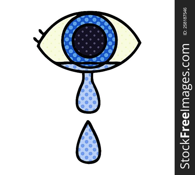 comic book style cartoon of a crying eye
