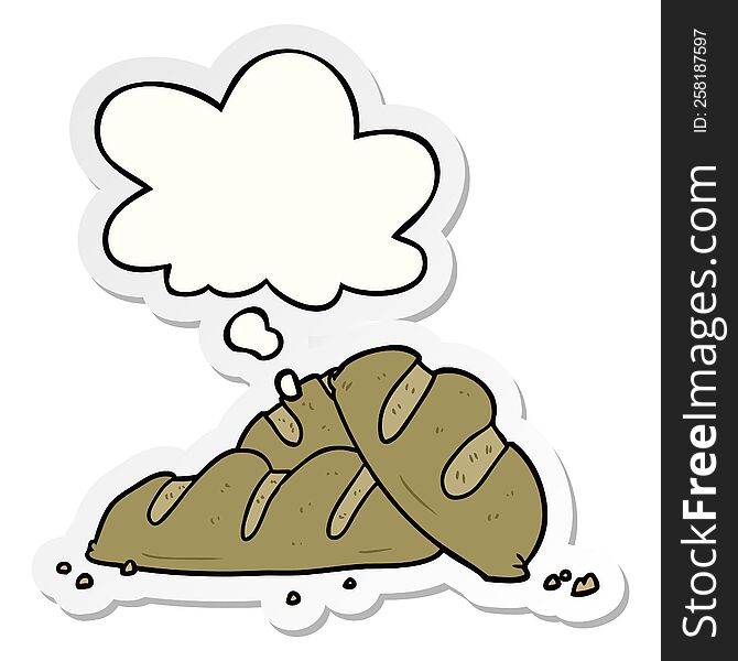 cartoon loaves of bread with thought bubble as a printed sticker