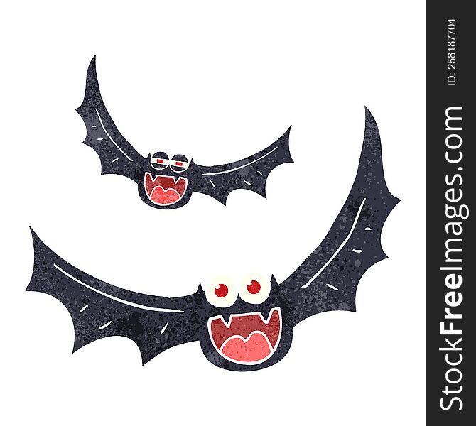 freehand retro cartoon halloween bats