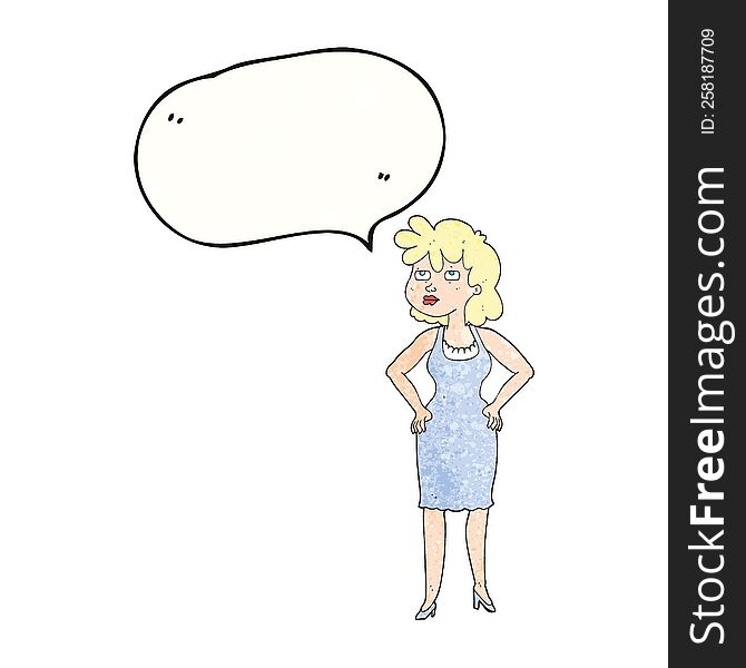 Speech Bubble Textured Cartoon Annoyed Woman