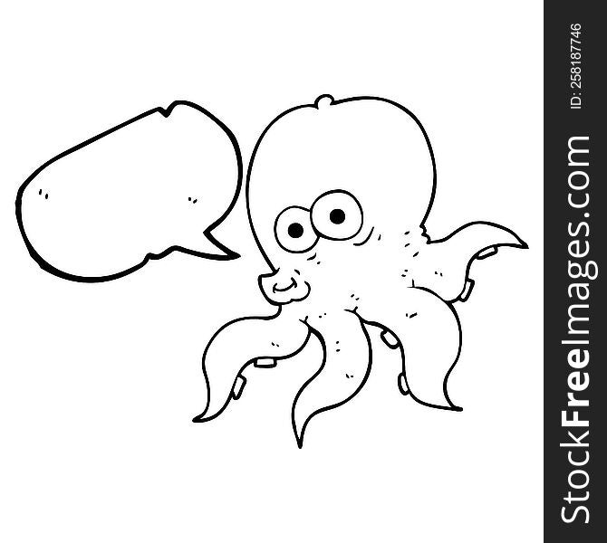 freehand drawn speech bubble cartoon octopus