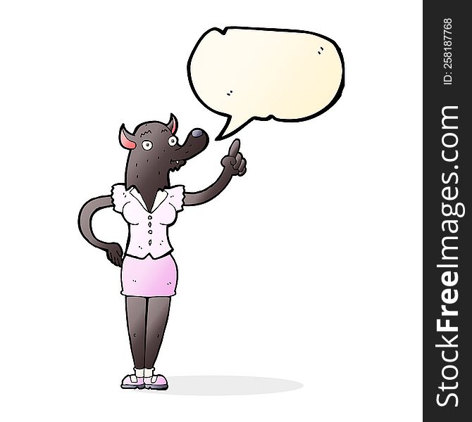 Cartoon Werewolf Woman With Idea With Speech Bubble