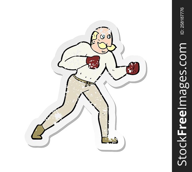 retro distressed sticker of a cartoon retro boxer man