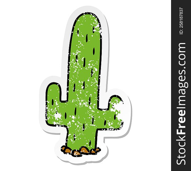 hand drawn distressed sticker cartoon doodle of a cactus